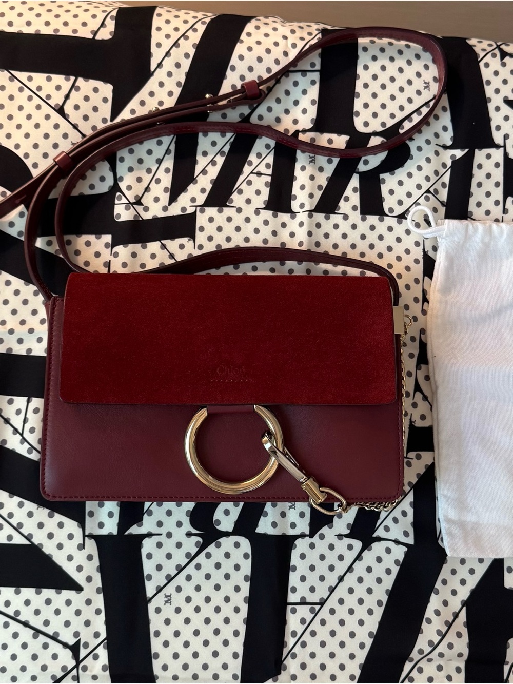 Chloe Faye Small Shoulder Bag in Burgundy/Red